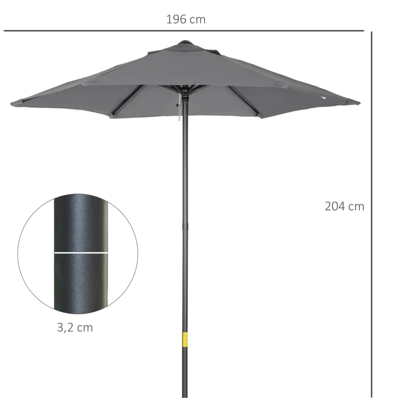 Outsunny Parasol de Terraza Exterior con Techo de Ventilación Poste Desmontable de Aluminio para Jardín Patio Gris Oscuro
