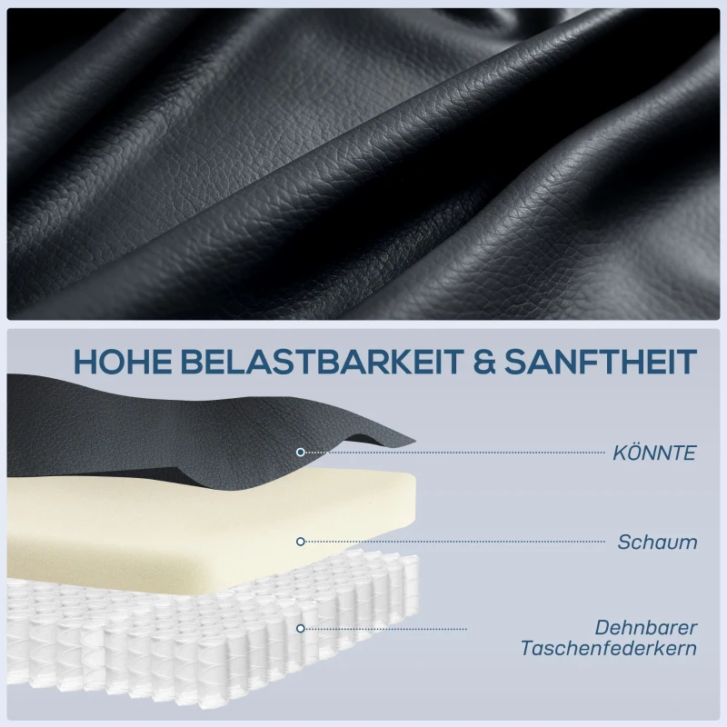 HOMCOM Massagesessel, Wärme- & Liegefunktion, Kunstleder, bis 150kg, 97x92x104cm, Schwarz