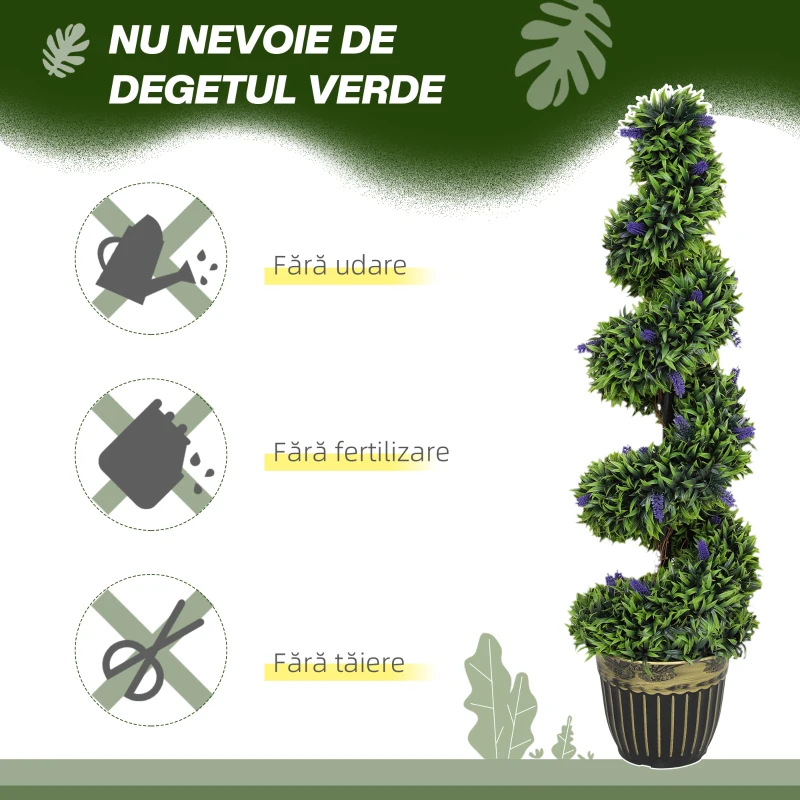 HOMCOM Set de Două Arbori Artificiali de Lavandă 90cm