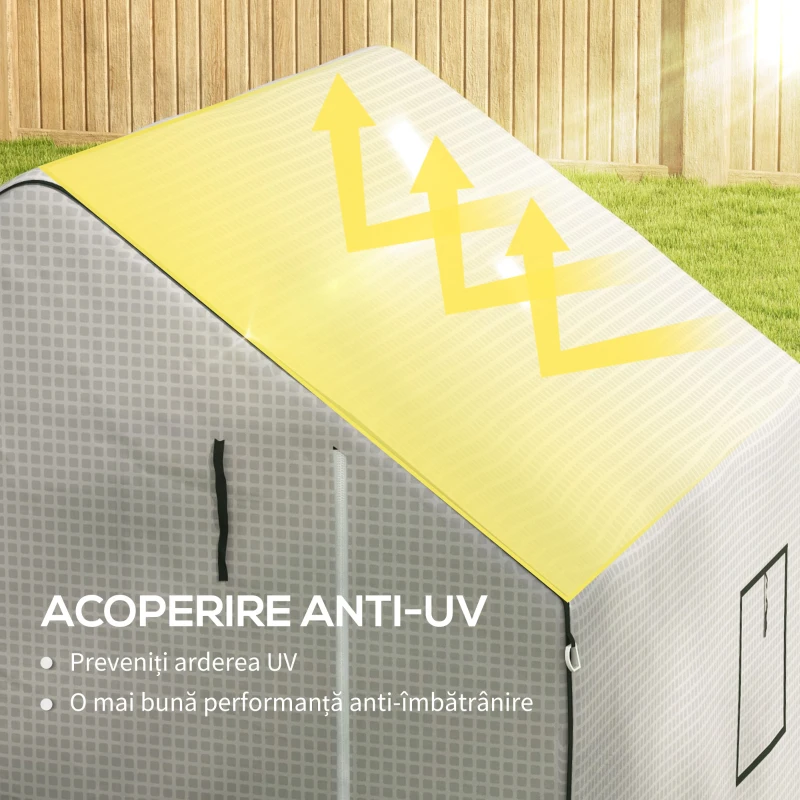 Outsunny Copertină de înlocuire pentru seră, model Walk-in PE, cu ușă rulantă și ferestre, 140 x 143 x 190 cm, verde