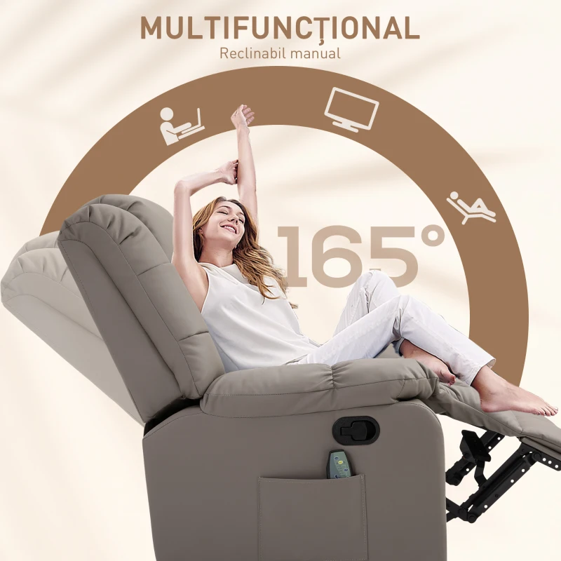 HOMCOM Fotoliu de Relaxare cu Masaj din Piele Artificiala