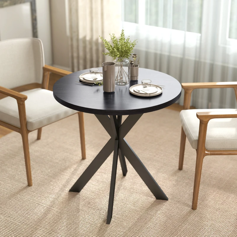 HOMCOM Esstisch 75 x 75 cm rund Küchentisch für 2-4 Personen modern Esszimmertisch mit Spinnenfuß Schwarz