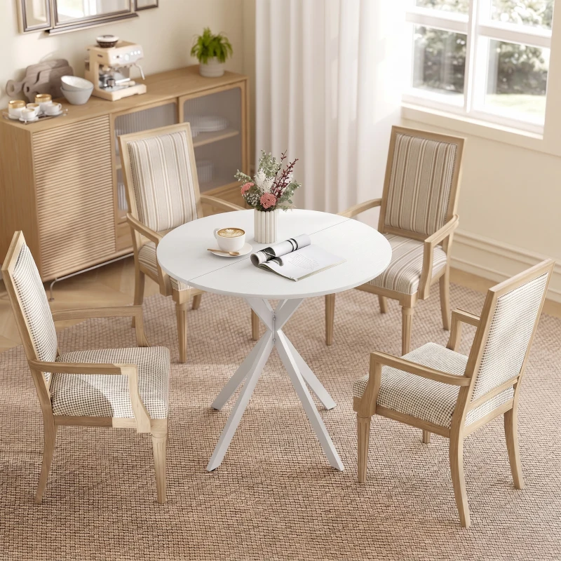 HOMCOM Masă Da Dining Rotund Stil Industrial Con Picioare în X Ø80x75 cm