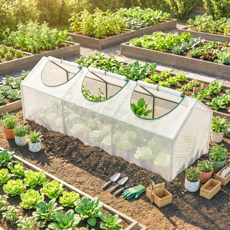 Outsunny Serre de jardin mini serre 3 fenêtres enroulables couverture en PE haute densité 140 g/m² 180 x 60 x 60 cm blanc