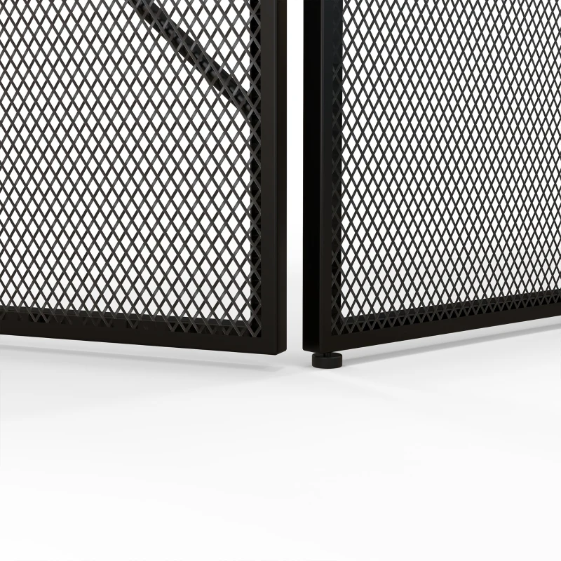 HOMCOM Parascintille per Camino Pieghevole a 3 Pannelli in Acciaio con Design Geometrico, 135x1.2x85cm, Nero