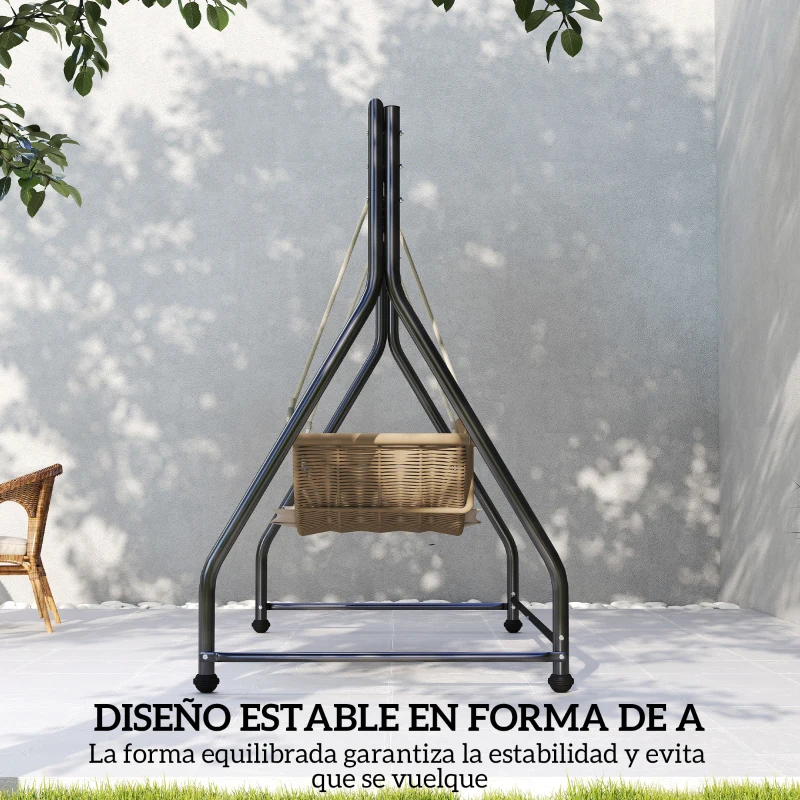 Outsunny Soporte para Columpio de Acero Estructura de Columpio de 2 y 3 Asientos Carga 360 kg 210x117x175 cm Negro