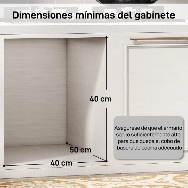 HOMCOM Cubo de Basura Extraíble bajo Fregadero con 3 Contenedores Capacidad Total 31L (15L+8Lx2) Fijación Inferior Gris Claro