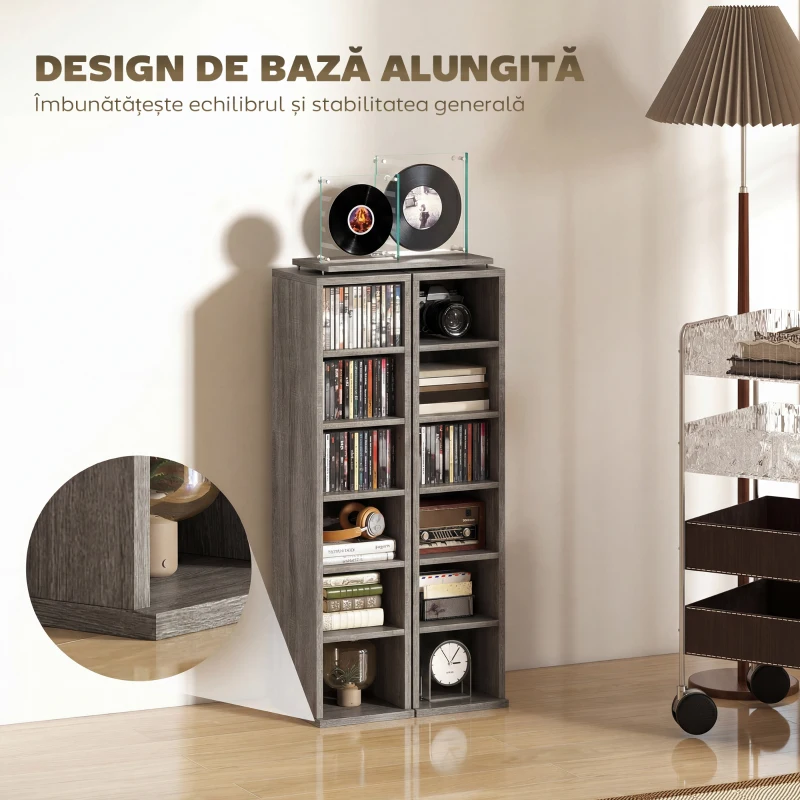 HOMCOM Set de 2 dulapuri pentru CD-uri, raft economisitor de spațiu, 21x22,5x88,5 cm, gri