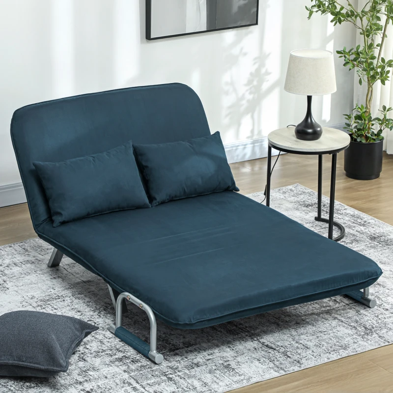 HOMCOM Two-Seater Click-Clack Sofa Bed - Navy Blue