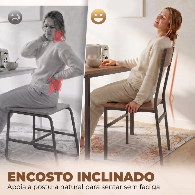HOMCOM Conjunto de Mesa de Jantar Extensível 120-160 cm e 6 Cadeiras Empilháveis para 4-6 Pessoas Castanho Efeito Madeira