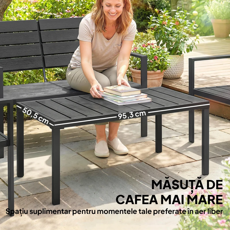 Outsunny Set Mobilier de Grădină cu Canapea, Fotolii și Măsuță, Ideal pentru Exterior