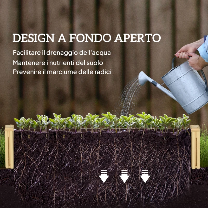 Outsunny Fioriera con Traliccio per Rampicanti e Fondo Aperto, in Legno di Abete, 230x60x110 cm, color Legno