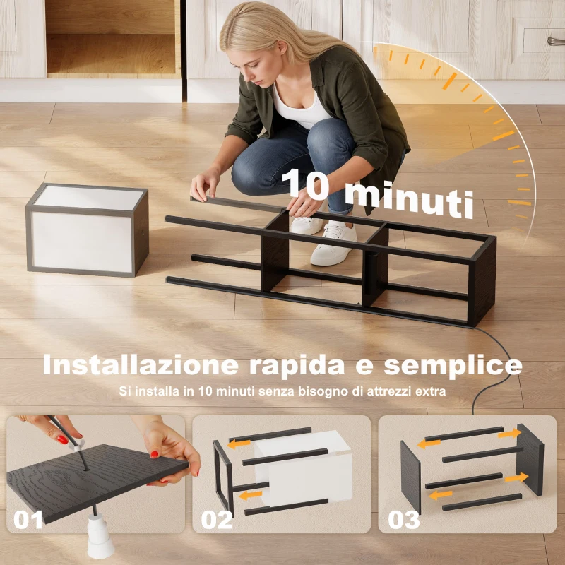 HOMCOM Lampada da Terra con Ripiani, Luce Regolabile, Interruttore a Pedale e Porte USB, Nero