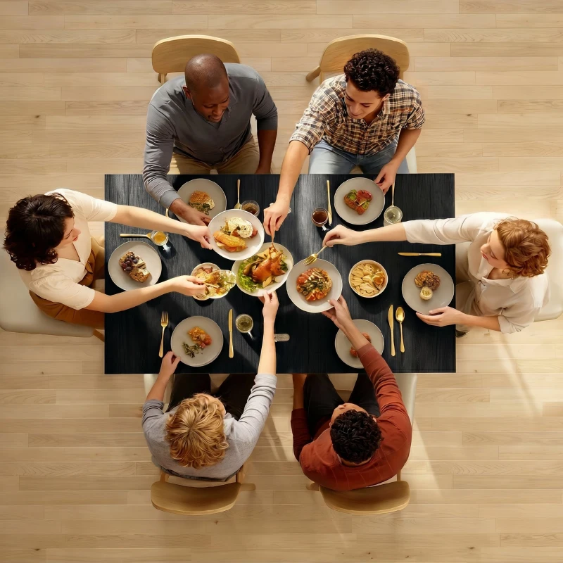 HOMCOM Tavolo da Pranzo Allungabile per 4-6 Persone in Legno e Acciaio, 140x80x77.5 cm, Nero
