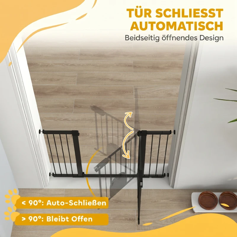 PawHut Türschutzgitter Treppenschutzgitter Hunde Absperrgitter Schutzgitter für Haustier Stahl