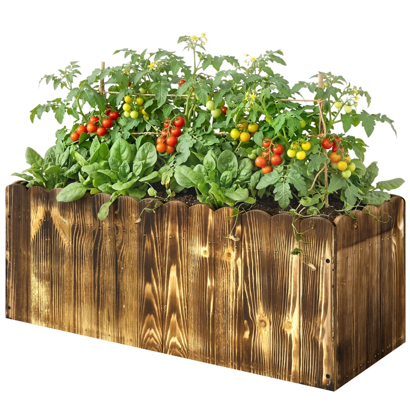 Outsunny Fioriera da Giardino Rettangolare per Interni ed Esterni, in Legno di Abete, 80x33x30 cm, color Legno