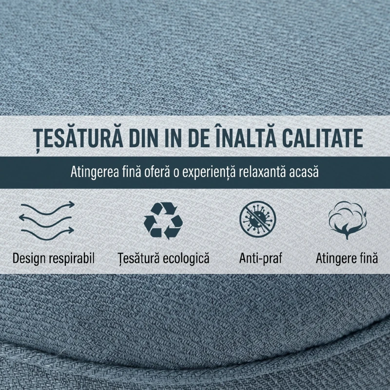 HOMCOM Fotoliu pentru Living Tapițat cu Pernă, din Material Textil cu Efect de In și Lemn, 52,5x69x77 cm, Albastru