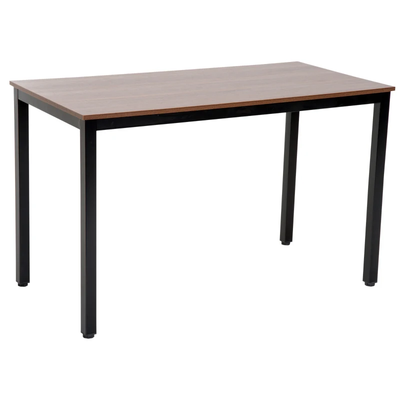 HOMCOM Table Bureau Informatique Table de Salle à Manger Grand Plateau 120L x 60l x 74H cm Panneaux Particules Noyer métal Noir