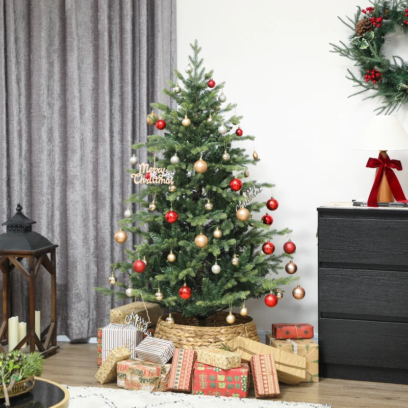 HOMCOM Sapin de Noël artificiel 150 cm, arbre de Noël réaliste avec 1202 pointes de branche articulée, support en métal, vert