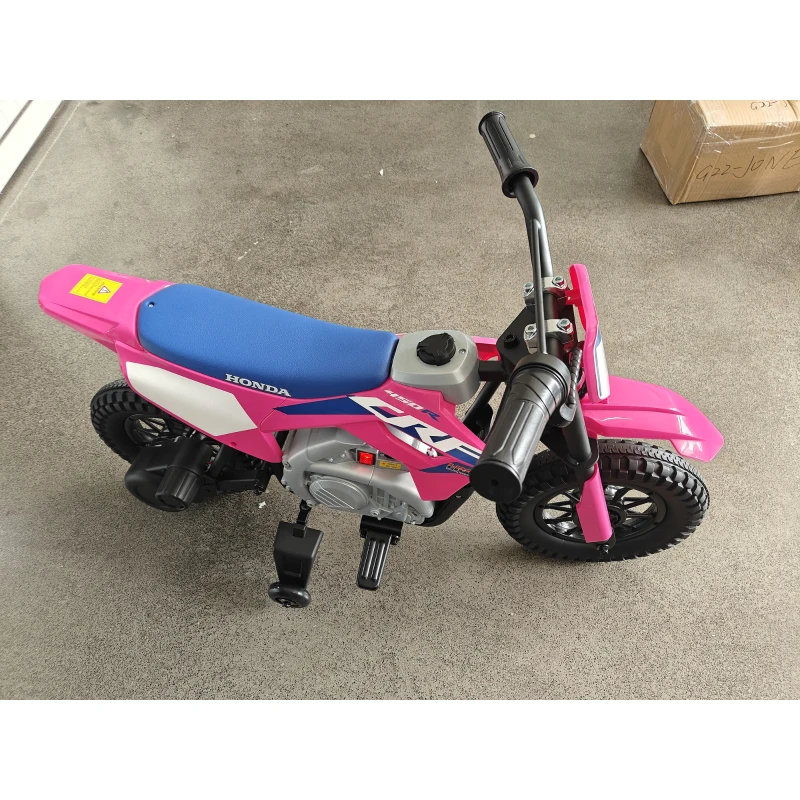 AIYAPLAY Moto Électrique pour Enfants 3+ Ans Licence HONDA CRF 450R, 12V Batterie Lithium, avec Suspensions, Rose