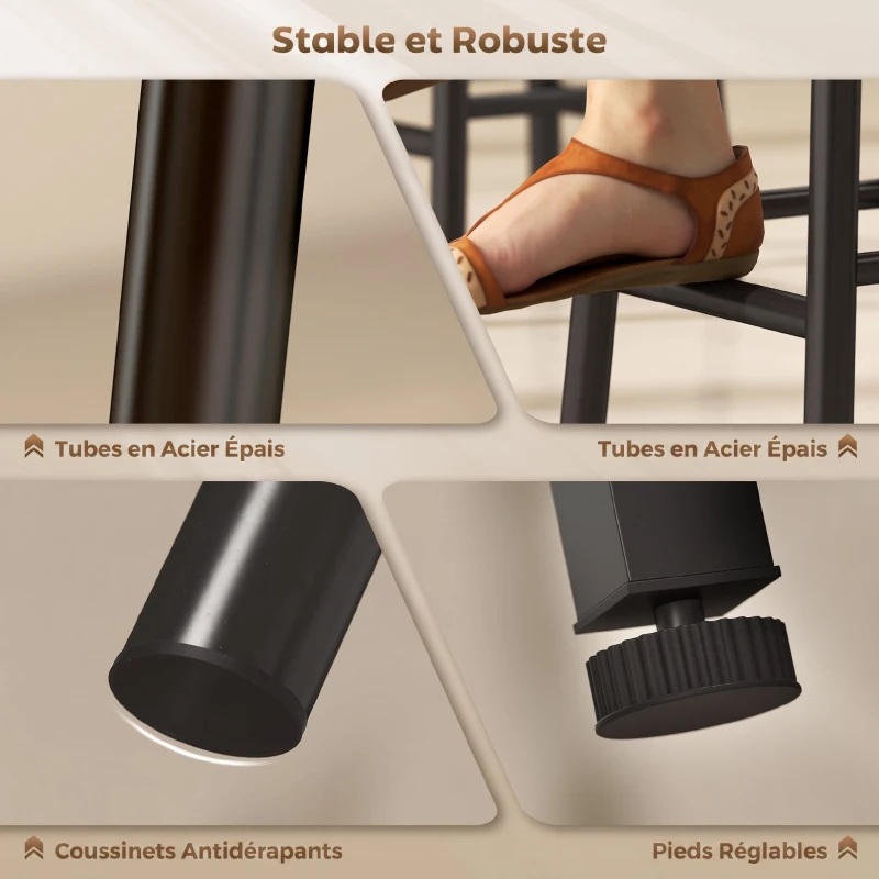 HOMCOM Ensemble table de bar avec tabourets, table à manger debout avec 2 chaises de bar étagères, casiers à vin, gris