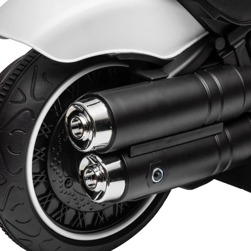HOMCOM Motocicletă Electrică pentru Copii 18-36 Luni cu Roți Ajutătoare și Far, 76x42x57 cm, Alb și Negru