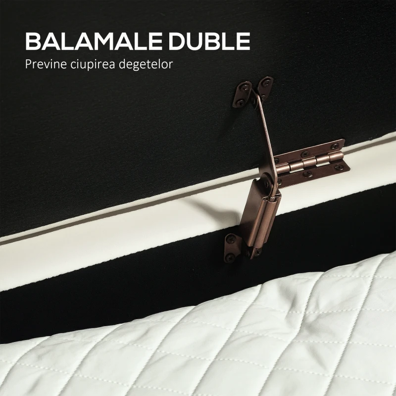 HOMCOM Bancă de Depozitare Ovală 72L cu Capac Rabatabil, din Țesătură Velurată și Lemn, 108x44x43.5 cm, Crem