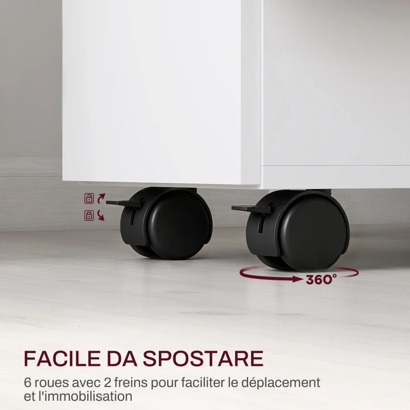 HOMCOM Tavolo Rettangolare Allungabile con 2 Cassetti e un Armadietto in Legno, 140x76x74 cm, Bianco e Color Legno