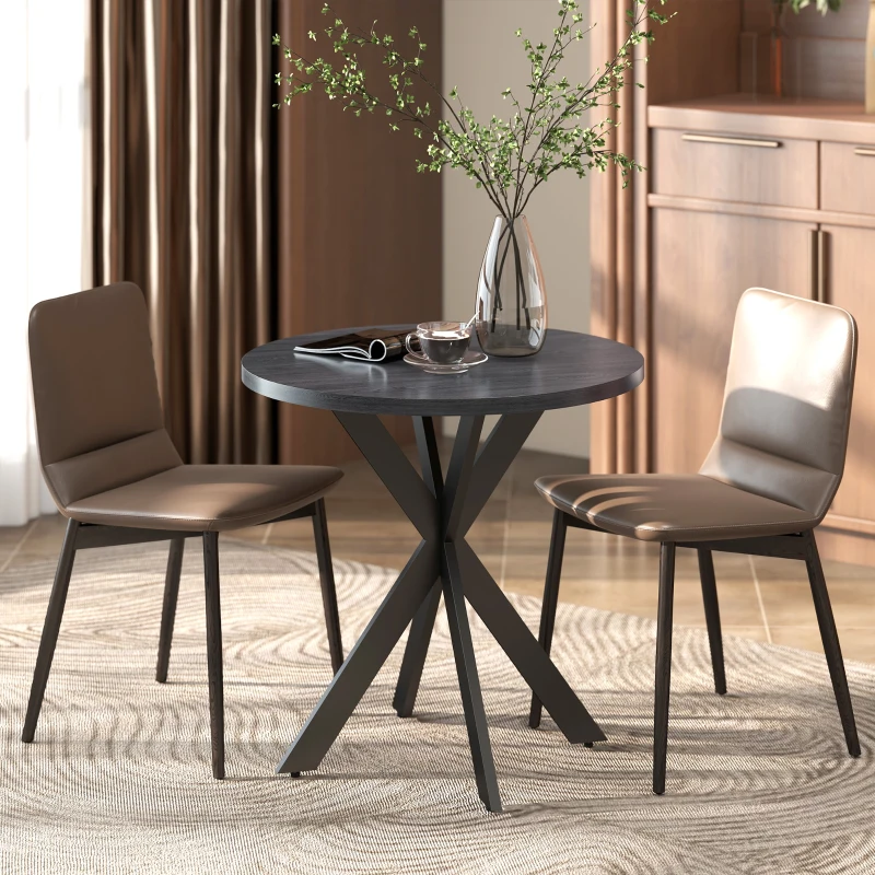 HOMCOM Esstisch 75 x 75 cm rund Küchentisch für 2-4 Personen modern Esszimmertisch mit Spinnenfuß Schwarz