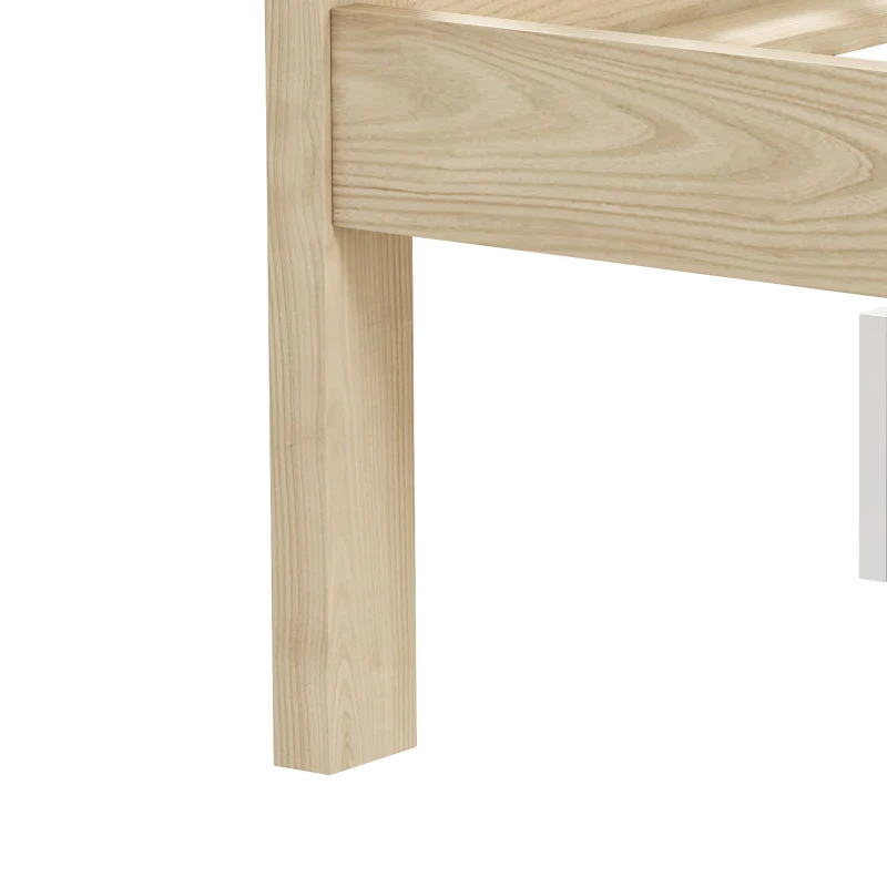 HOMCOM Pine Storage Bed, 3ft Single Solid Wooden Bed Frame with Drawers, Headboard, Wood Slat Support, Natural Wood Finish