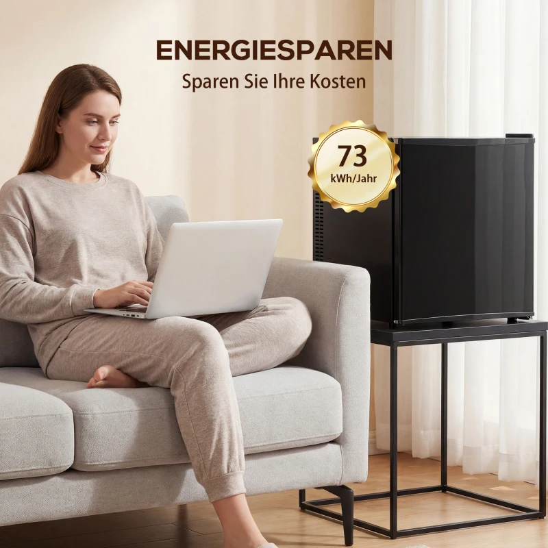 HOMCOM Mini Kühlschrank 44L/46 Dosen Kleiner Kühlschrank mit einstellbarem Thermostat 43 x 51 x 51,3 cm, Schwarz