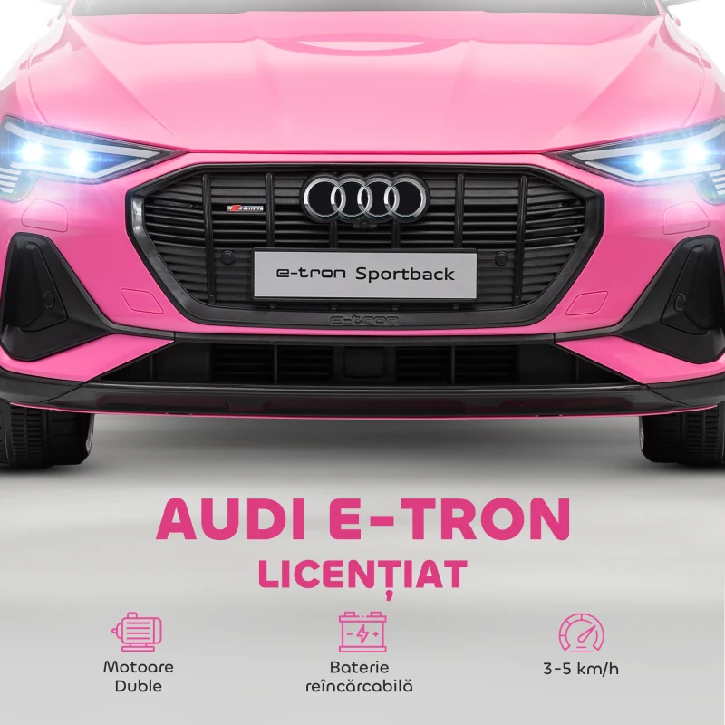 HOMCOM Macchina Elettrica per Bambini 12V con Telecomando, Velocità 3-8km/h, Luci e Musica, Età 3-5 Anni, Rosa