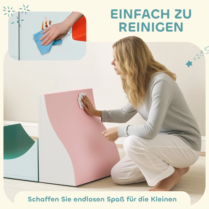 AIYAPLAY 3-teiliges Kletter- und Krabbelset für Kleinkinder, Kunstleder, Schaumstoff, Hellgrau