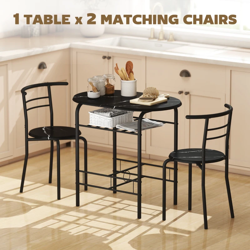 HOMCOM Three-Piece Compact Dining Set - Black