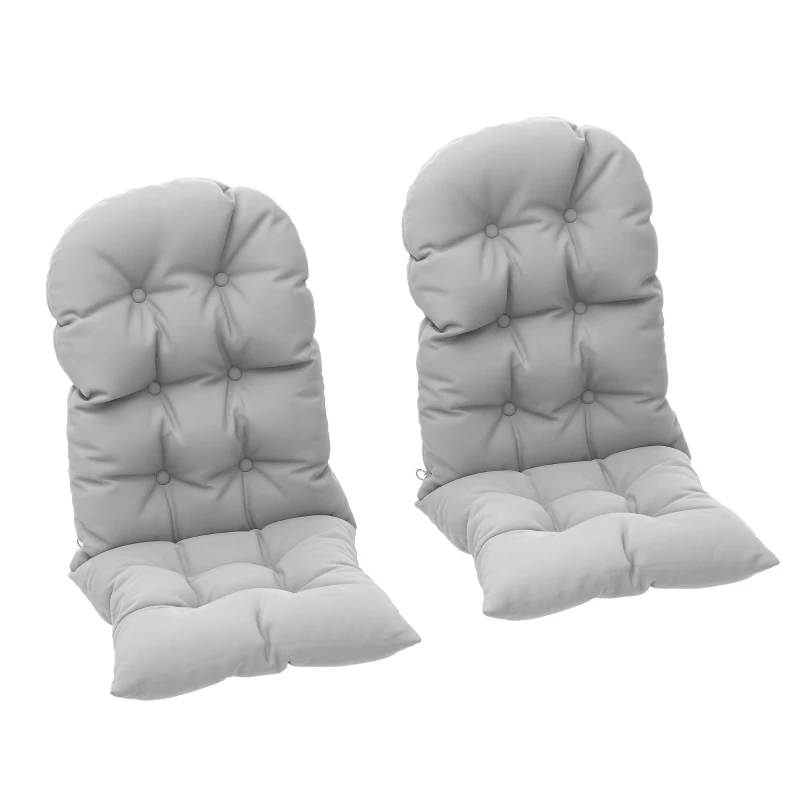 Outsunny Lot de 2 coussin de siège pour chaise Adirondack avec attaches sécurisées, design capitonné doux et épais, gris clair