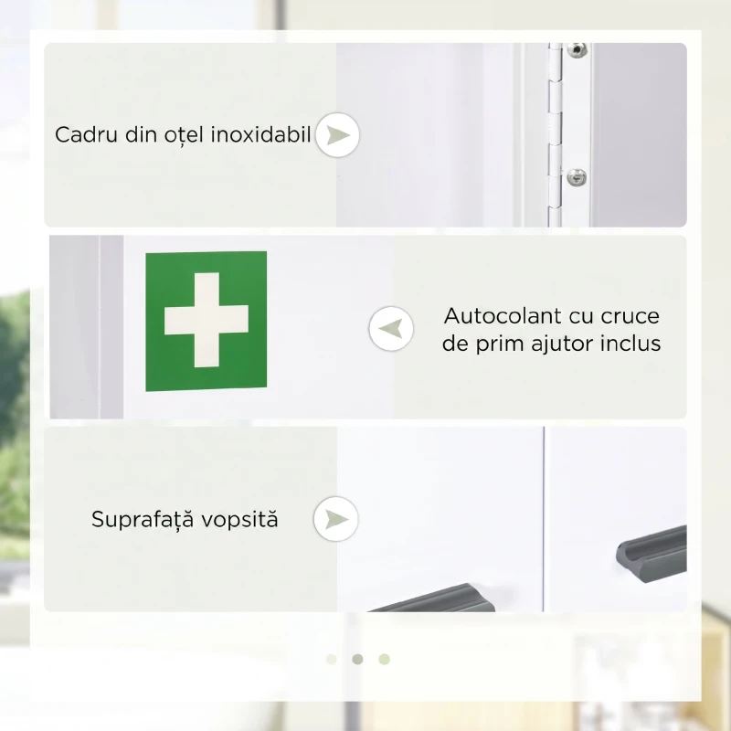 kleankin Dulap pentru medicamente cu 6 rafturi, cu încuietoare și 2 chei, din oțel, 55x18x60 cm, alb
