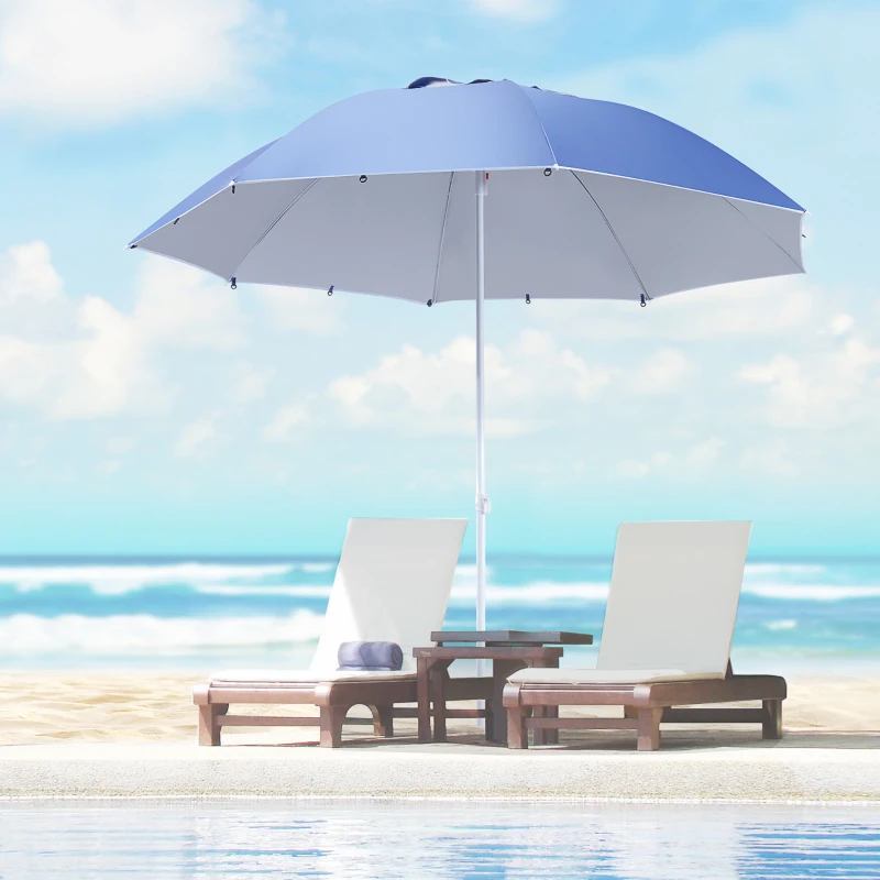 Outsunny Parasol de plage parasol abri solaire contemporain protection UPF 50+ sac transport fourni bleu marine