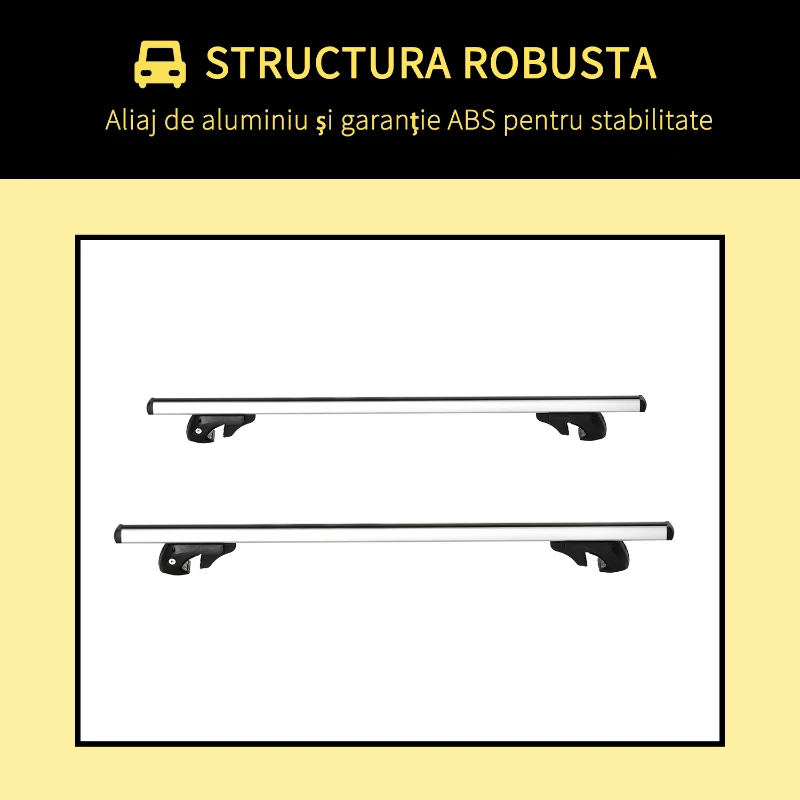 HOMCOM Bare transversale auto 135 cm, portbagaj blocabil cu 2 chei, compatibile cu șine laterale de 120 cm, argintie