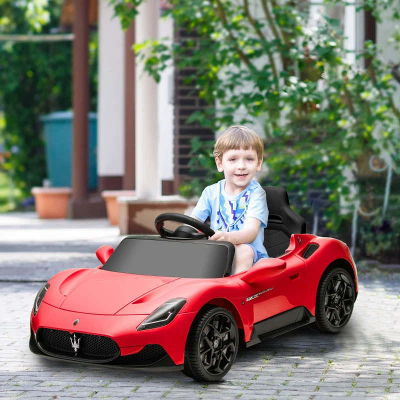 AIYAPLAY Mașină pentru copii Maserati MC20, conducere manuală, telecomandă și faruri LED, vârstă 3-6 ani, roșie