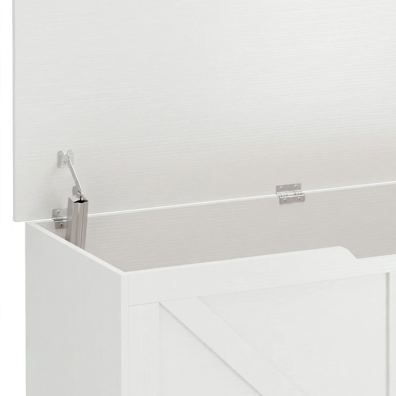 HOMCOM Arcón Contenedor 100 cm con 2 Bisagras de Seguridad Blanco Efecto Madera