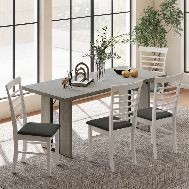 HOMCOM Masă de Dining în Stil Industrial pentru maximum 8 persoane, din lemn și oțel, 180x80x75 cm, gri