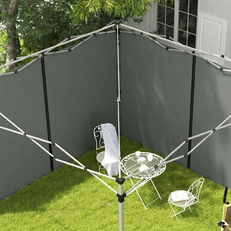 Outsunny Panouri Laterale pentru Foisor cu Usi cu Fermoar, pentru Foisoare Pliabile de 3x3(m) sau 3x6m, Gri Inchis