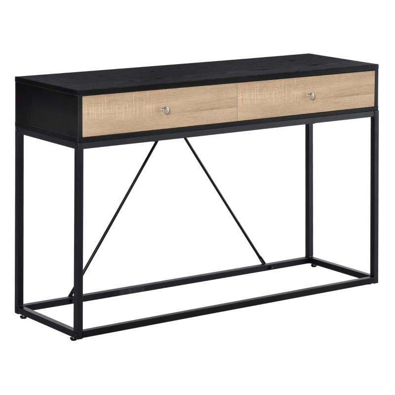 HOMCOM Table de Console Table d'entrée Moderne pour Salon 2 tiroirs cadre en métal dim. 120 x 35 x 75 cm