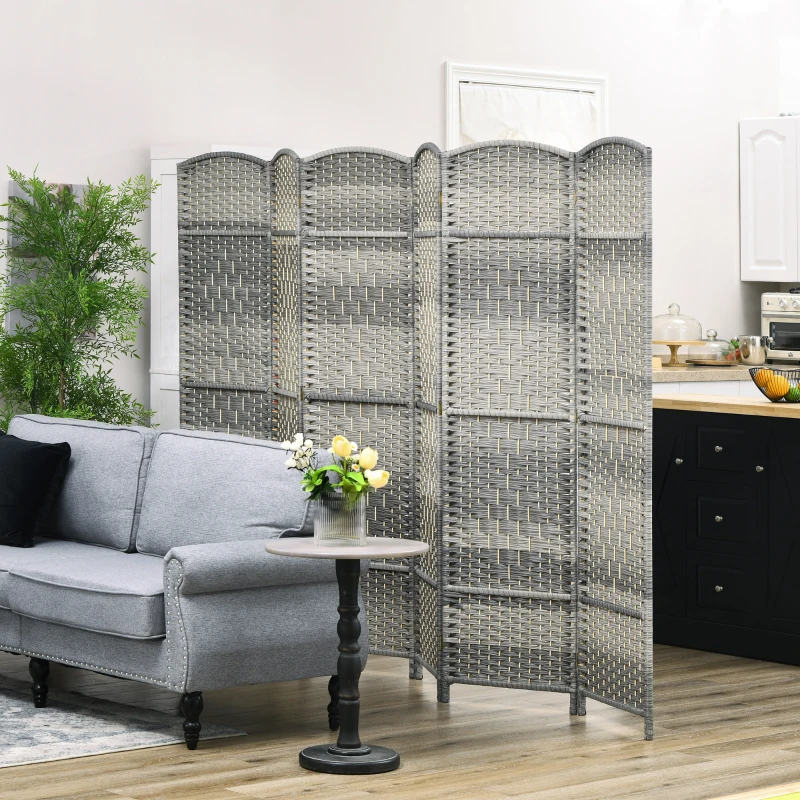 HOMCOM Paravent intérieur en bois 6 panneaux séparateur de pièce pliable pour salon chambre 270 x 180 cm gris mélangé
