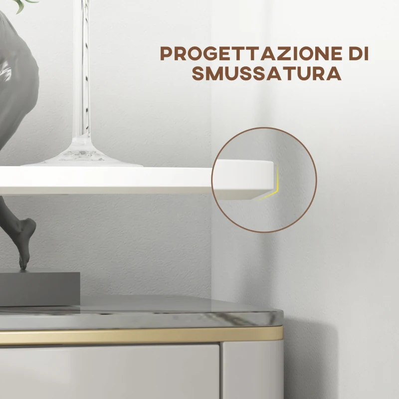 HOMCOM Tavolo Bar Isola Cucina Rotondo Alto Salvaspazio Ø60x102 cm Bianco