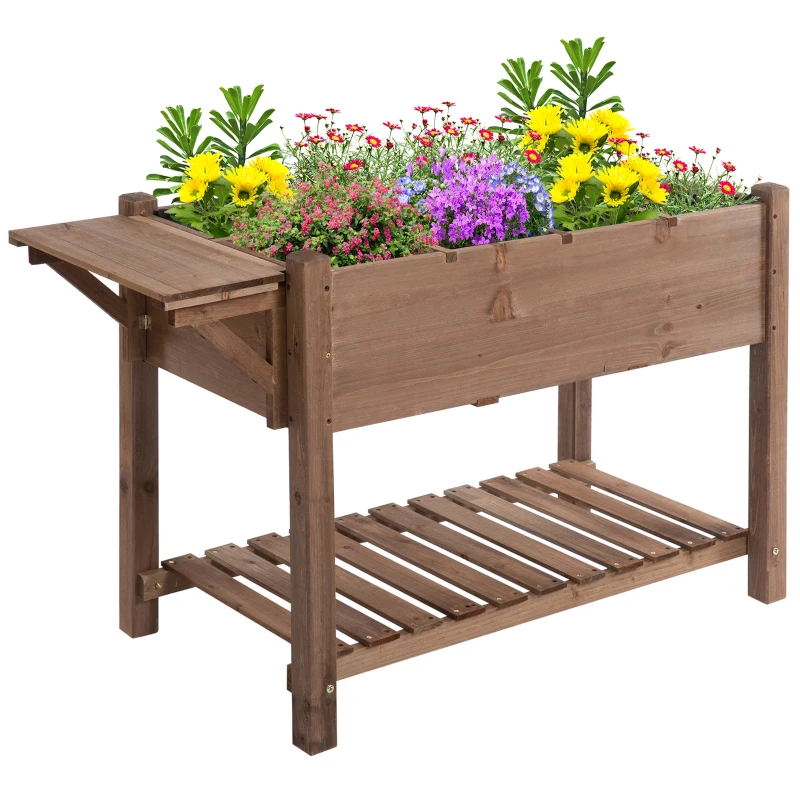 Outsunny Jardiniera din lemn pentru gradina, 123x54x74cm, maro
