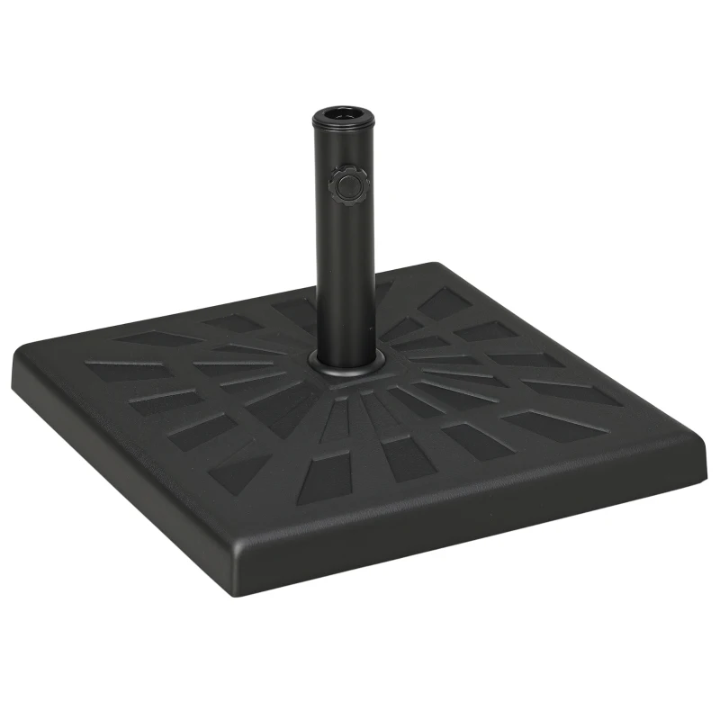 Outsunny 19kg Resin Garden Parasol Base Holder - Square Outdoor Market Umbrella Stand, Weight for Poles of Φ32mm, Φ38mm, and Φ48mm, Black