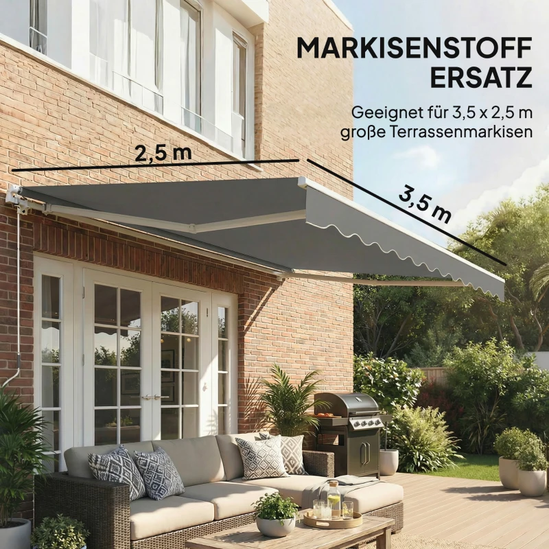 Outsunny Ersatzstoff für Markise – Sonnenschutzdach UPF 50+ für 3,5 x 2,5 m Rahmen, Dunkelgrau
