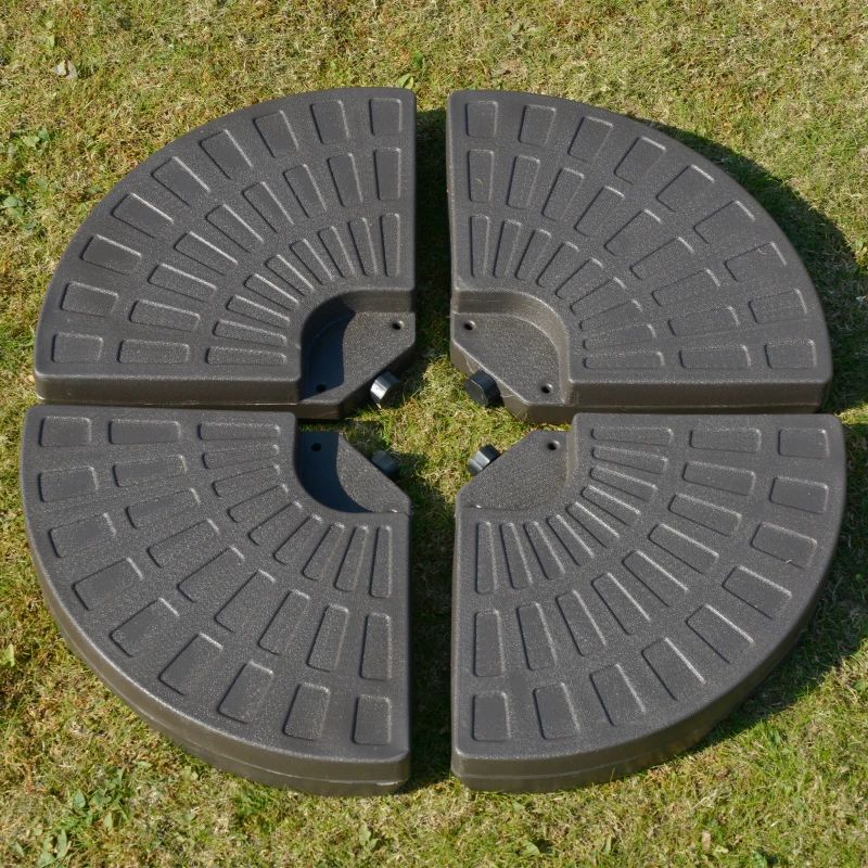 Outsunny Base para Sombrilla en 4 Partes Rellenable de Arena y Agua Desmontable para Jardín Patio al Aire Libre 100x100x10,5 cm Café