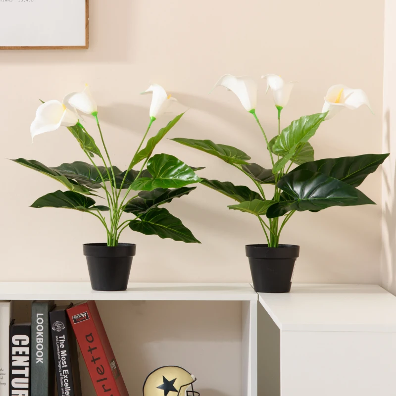 HOMCOM 5ft Artificial Tree, Indoor Fake Eucalyptus with White Tender Tips and Pot, for Home, Office, and Living Room Decor